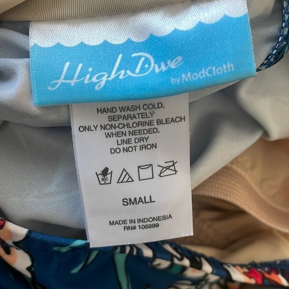 Modcloth One Piece swimsuit blue orange floral tropical floral New Sz S - Picture 2 of 8